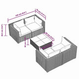 vidaXL 5-delige Loungeset met kussens poly rattan bruin