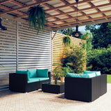 vidaXL 5-delige Loungeset met kussens poly rattan bruin