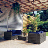 vidaXL 5-delige Loungeset met kussens poly rattan bruin