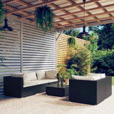 vidaXL 5-delige Loungeset met kussens poly rattan bruin
