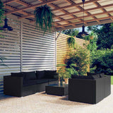 vidaXL 5-delige Loungeset met kussens poly rattan bruin