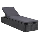 vidaXL Sun Lounger poly rattan brown and dark grey