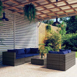 vidaXL 5-delige Loungeset met kussens poly rattan bruin