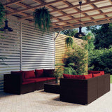 vidaXL 5-delige Loungeset met kussens poly rattan bruin