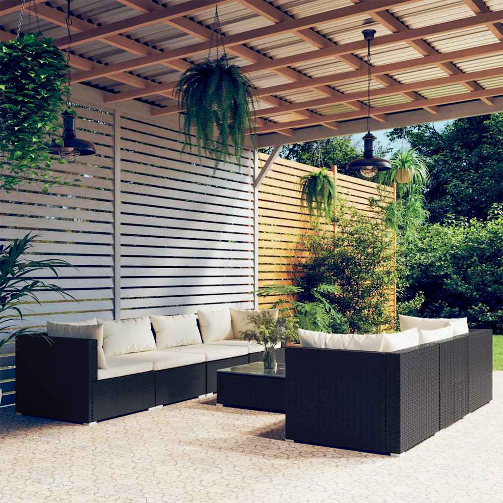 vidaXL 5-delige Loungeset met kussens poly rattan bruin