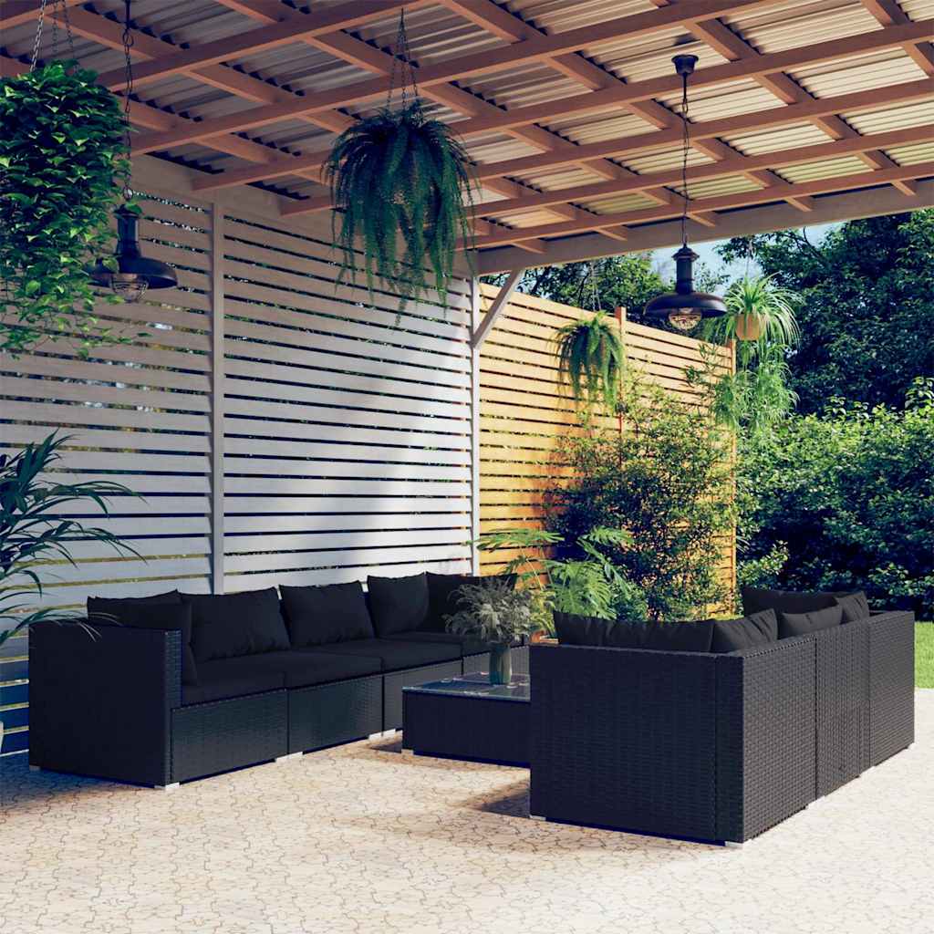 vidaXL 5-delige Loungeset met kussens poly rattan bruin