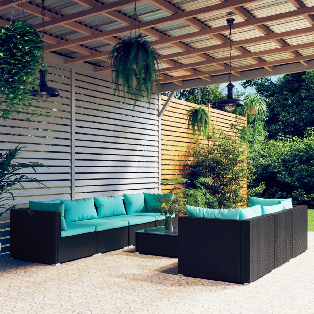 vidaXL 5-delige Loungeset met kussens poly rattan bruin