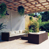 vidaXL 5-delige Loungeset met kussens poly rattan bruin