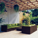 vidaXL 5-delige Loungeset met kussens poly rattan bruin