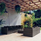 vidaXL 5-delige Loungeset met kussens poly rattan bruin