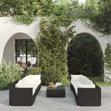 vidaXL 5-delige Loungeset met kussens poly rattan bruin