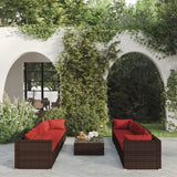 vidaXL 5-delige Loungeset met kussens poly rattan bruin