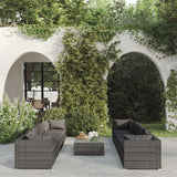 vidaXL 5-delige Loungeset met kussens poly rattan bruin