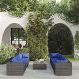 vidaXL 5-delige Loungeset met kussens poly rattan bruin