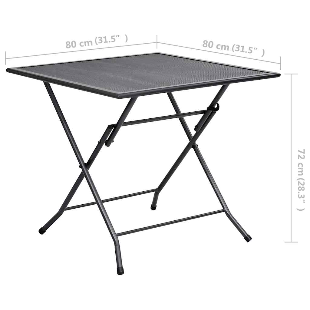 vidaXL Klaptafel gaas 80x80x72 cm staal antraciet