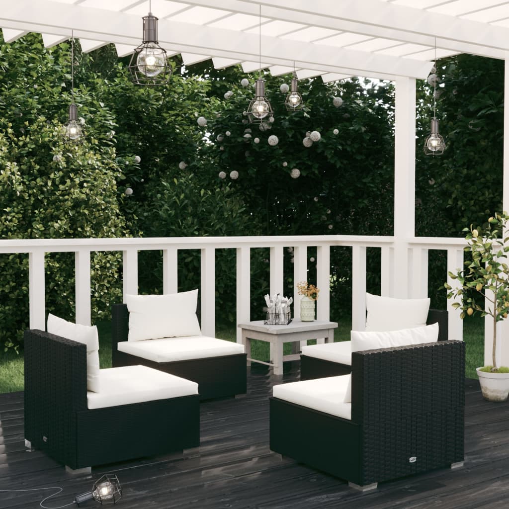 vidaXL 5-delige Loungeset met kussens poly rattan bruin