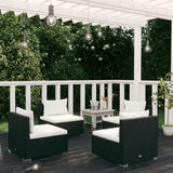 vidaXL 5-delige Loungeset met kussens poly rattan bruin