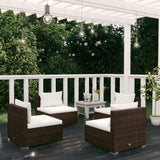 vidaXL 5-delige Loungeset met kussens poly rattan bruin
