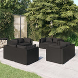 vidaXL 5-delige Loungeset met kussens poly rattan bruin
