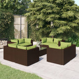 vidaXL 5-delige Loungeset met kussens poly rattan bruin