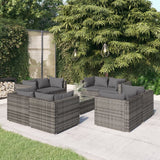 vidaXL 5-delige Loungeset met kussens poly rattan bruin
