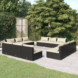 vidaXL 5-delige Loungeset met kussens poly rattan bruin