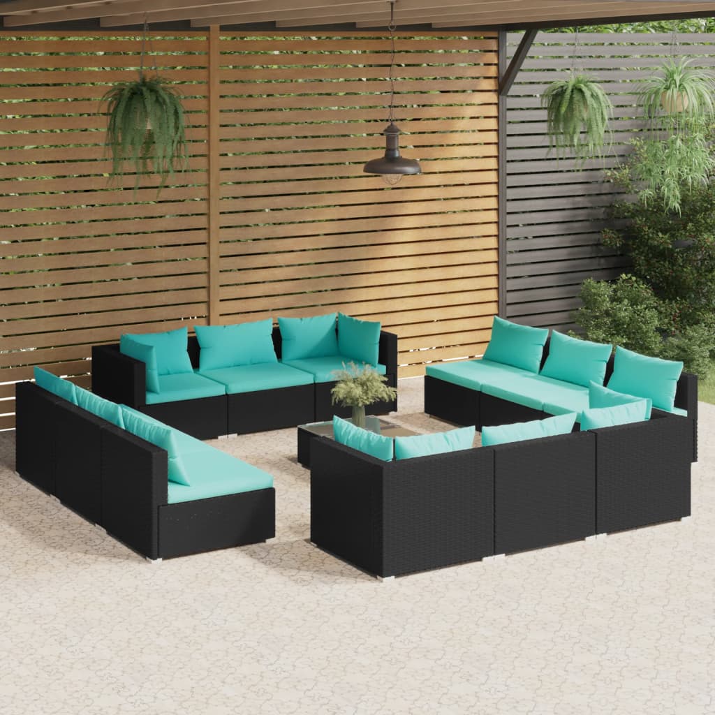 vidaXL 5-delige Loungeset met kussens poly rattan bruin