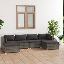 vidaXL 6-delige Loungeset met kussens poly rattan zwart