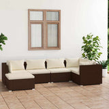 vidaXL 6-delige Loungeset met kussens poly rattan zwart