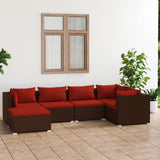 vidaXL 6-delige Loungeset met kussens poly rattan zwart