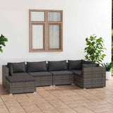 vidaXL 6-delige Loungeset met kussens poly rattan zwart