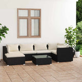 vidaXL 6-delige Loungeset met kussens poly rattan zwart