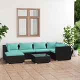 vidaXL 6-delige Loungeset met kussens poly rattan zwart