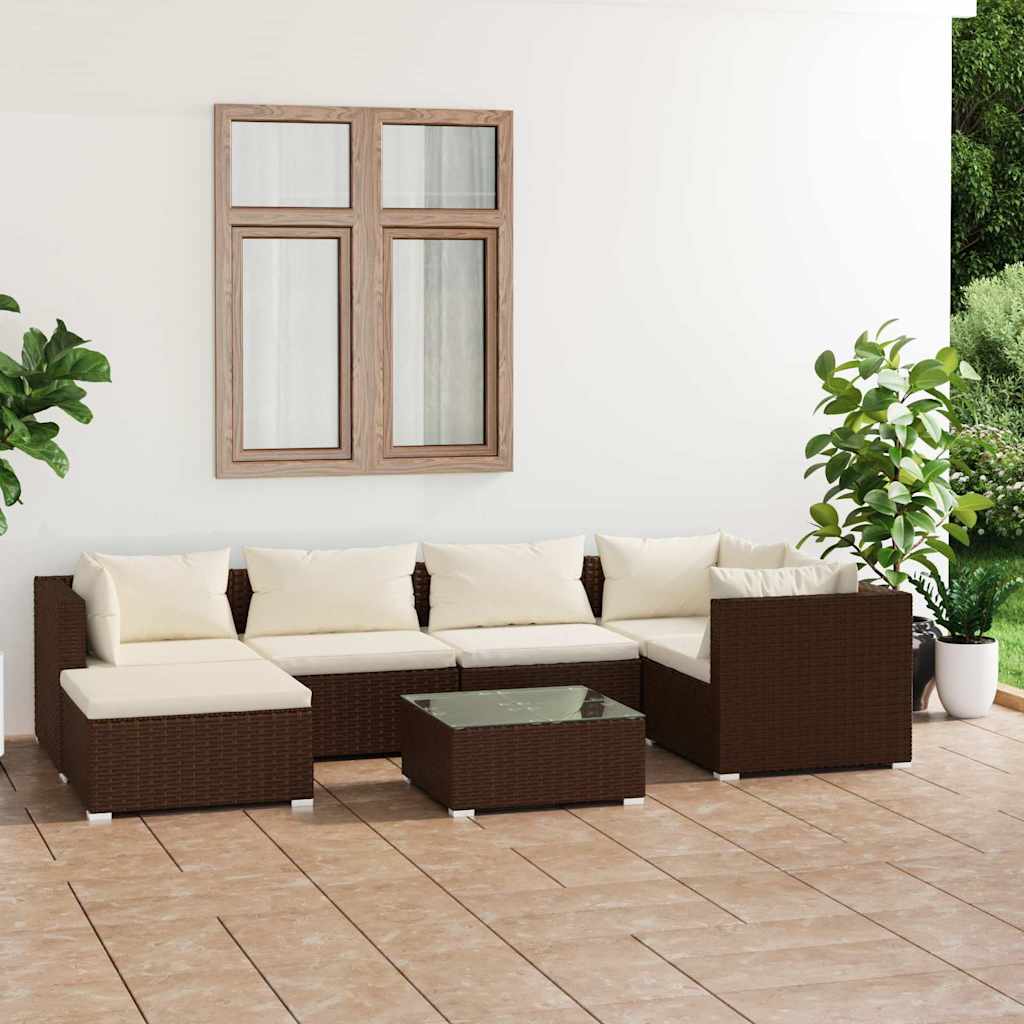 vidaXL 6-delige Loungeset met kussens poly rattan zwart