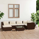 vidaXL 6-delige Loungeset met kussens poly rattan zwart