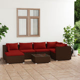 vidaXL 6-delige Loungeset met kussens poly rattan zwart