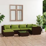 vidaXL 6-delige Loungeset met kussens poly rattan zwart