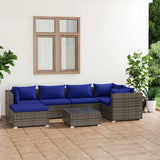 vidaXL 6-delige Loungeset met kussens poly rattan zwart