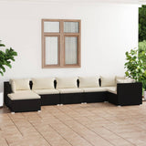 vidaXL 6-delige Loungeset met kussens poly rattan zwart