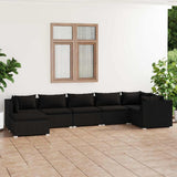 vidaXL 6-delige Loungeset met kussens poly rattan zwart