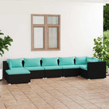 vidaXL 6-delige Loungeset met kussens poly rattan zwart