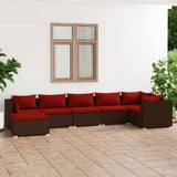 vidaXL 6-delige Loungeset met kussens poly rattan zwart