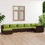 vidaXL 6-delige Loungeset met kussens poly rattan zwart