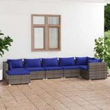 vidaXL 6-delige Loungeset met kussens poly rattan zwart