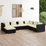 vidaXL 6-delige Loungeset met kussens poly rattan zwart