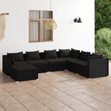 vidaXL 6-delige Loungeset met kussens poly rattan zwart
