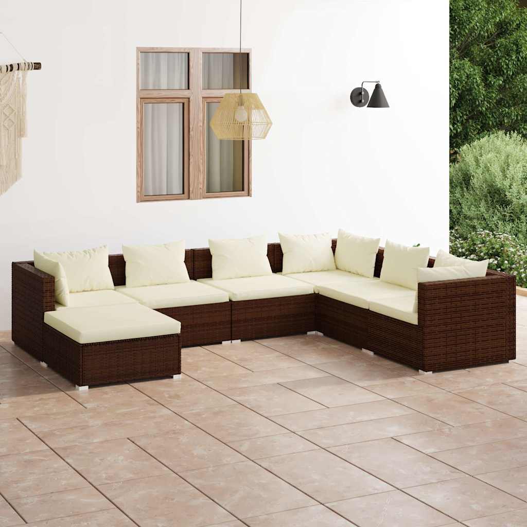 vidaXL 6-delige Loungeset met kussens poly rattan zwart