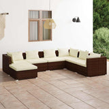 vidaXL 6-delige Loungeset met kussens poly rattan zwart