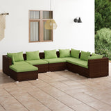 vidaXL 6-delige Loungeset met kussens poly rattan zwart