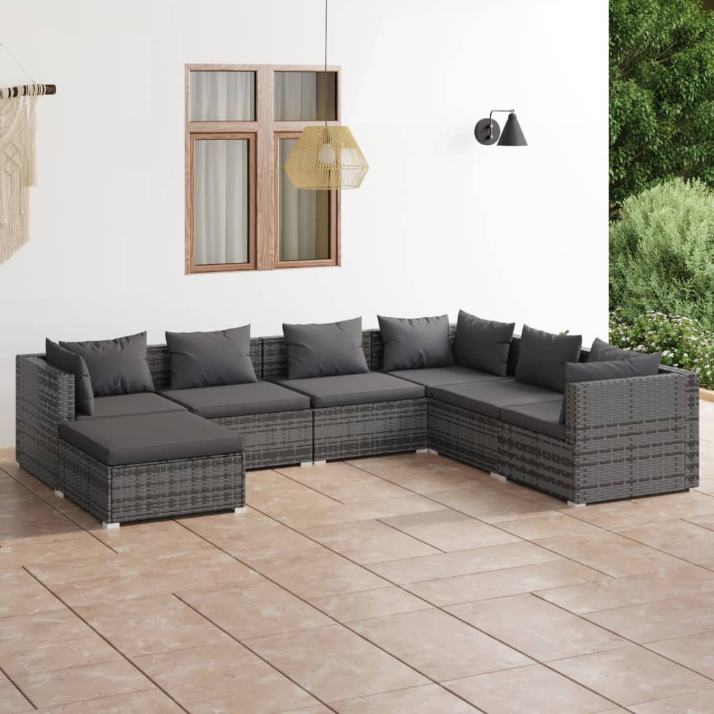 vidaXL 6-delige Loungeset met kussens poly rattan zwart